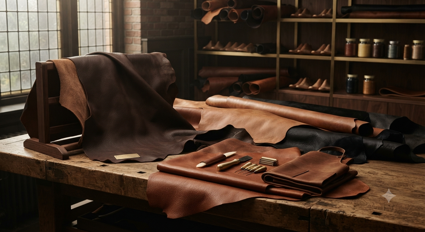 Premium leather selection and swatches